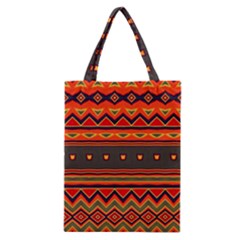 Boho Orange Tribal Pattern Classic Tote Bag by SpinnyChairDesigns