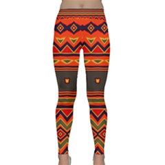 Boho Orange Tribal Pattern Classic Yoga Leggings by SpinnyChairDesigns