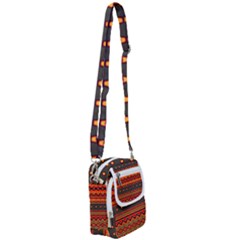 Boho Orange Tribal Pattern Shoulder Strap Belt Bag by SpinnyChairDesigns