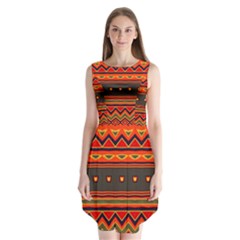 Boho Orange Tribal Pattern Sleeveless Chiffon Dress   by SpinnyChairDesigns