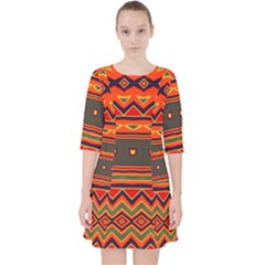 Boho Orange Tribal Pattern Pocket Dress by SpinnyChairDesigns