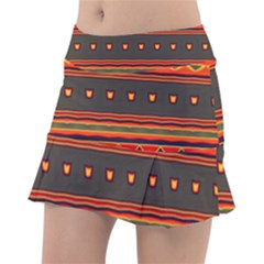 Boho Orange Tribal Pattern Tennis Skorts by SpinnyChairDesigns