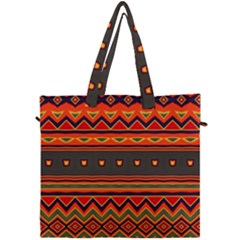 Boho Orange Tribal Pattern Canvas Travel Bag by SpinnyChairDesigns