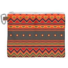 Boho Orange Tribal Pattern Canvas Cosmetic Bag (xxl) by SpinnyChairDesigns