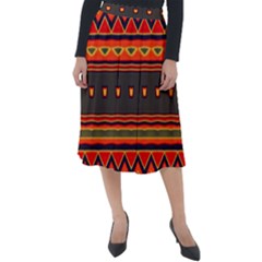 Boho Orange Tribal Pattern Classic Velour Midi Skirt  by SpinnyChairDesigns