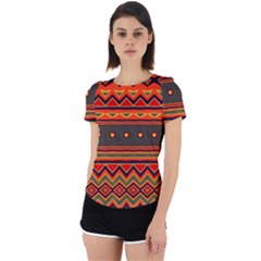 Boho Orange Tribal Pattern Back Cut Out Sport Tee by SpinnyChairDesigns