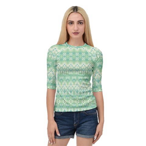 Boho Biscay Green Pattern Quarter Sleeve Raglan Tee by SpinnyChairDesigns