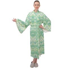 Boho Biscay Green Pattern Maxi Velour Kimono by SpinnyChairDesigns