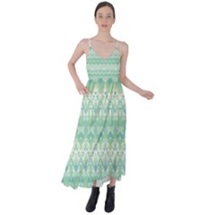 Boho Biscay Green Pattern Tie Back Maxi Dress by SpinnyChairDesigns