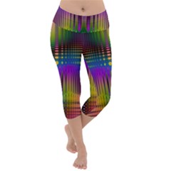 Abstract Psychedelic Pattern Lightweight Velour Capri Yoga Leggings by SpinnyChairDesigns