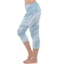 Light Blue Feathered Texture Capri Yoga Leggings View2