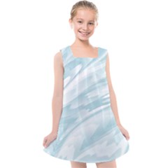 Light Blue Feathered Texture Kids  Cross Back Dress by SpinnyChairDesigns