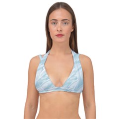 Light Blue Feathered Texture Double Strap Halter Bikini Top by SpinnyChairDesigns