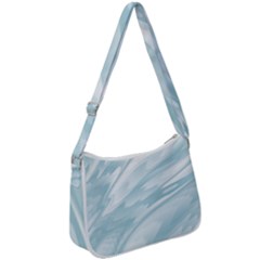 Light Blue Feathered Texture Zip Up Shoulder Bag by SpinnyChairDesigns