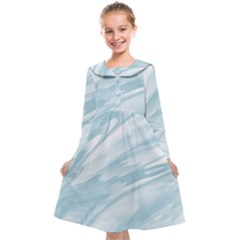 Light Blue Feathered Texture Kids  Midi Sailor Dress by SpinnyChairDesigns