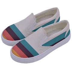 Classic Retro Stripes Kids  Canvas Slip Ons by tmsartbazaar