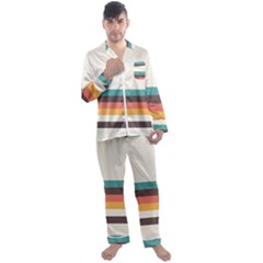 Classic Retro Stripes Men s Long Sleeve Satin Pyjamas Set by tmsartbazaar