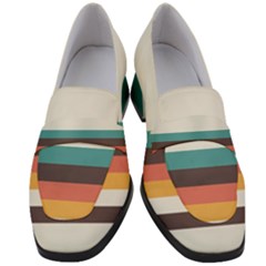 Classic Retro Stripes Women s Chunky Heel Loafers by tmsartbazaar