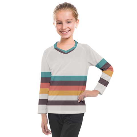 Classic Retro Stripes Kids  Long Mesh Tee by tmsartbazaar