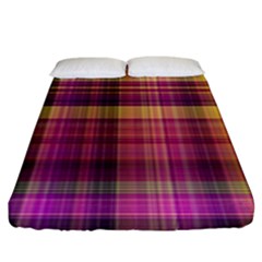 Magenta Gold Madras Plaid Fitted Sheet (king Size) by SpinnyChairDesigns