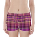 Magenta Gold Madras Plaid Boyleg Bikini Wrap Bottoms View1