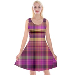 Magenta Gold Madras Plaid Reversible Velvet Sleeveless Dress by SpinnyChairDesigns