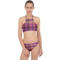 Magenta Gold Madras Plaid Racer Front Bikini Set View1