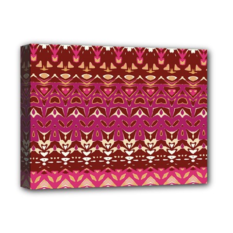 Boho Fuschia And Gold Pattern Deluxe Canvas 16  X 12  (stretched)  by SpinnyChairDesigns