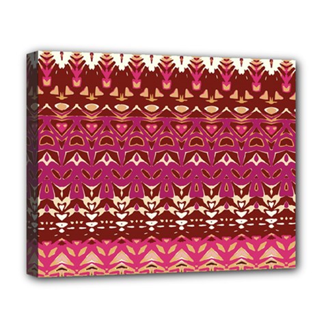 Boho Fuschia And Gold Pattern Deluxe Canvas 20  X 16  (stretched) by SpinnyChairDesigns