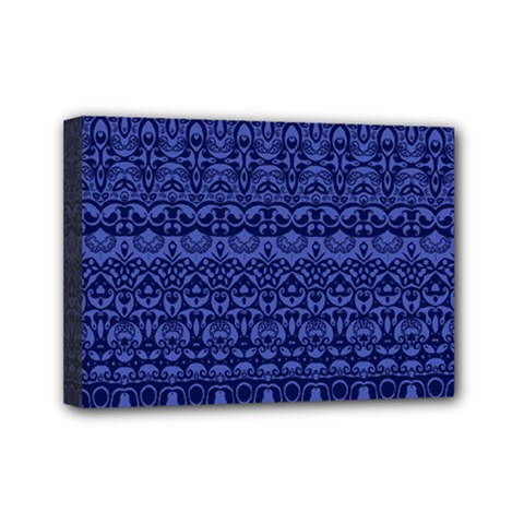 Boho Navy Blue  Mini Canvas 7  X 5  (stretched) by SpinnyChairDesigns