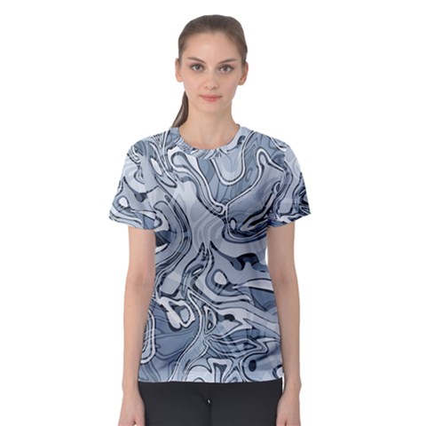 Faded Blue Abstract Art Women s Sport Mesh Tee by SpinnyChairDesigns