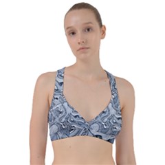 Faded Blue Abstract Art Sweetheart Sports Bra by SpinnyChairDesigns