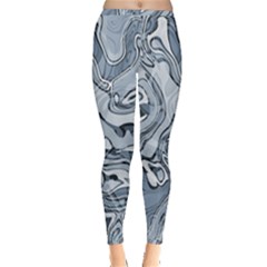 Faded Blue Abstract Art Inside Out Leggings by SpinnyChairDesigns