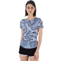 Faded Blue Abstract Art Back Cut Out Sport Tee by SpinnyChairDesigns