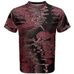 Red Black Abstract Art Men s Cotton Tee by SpinnyChairDesigns
