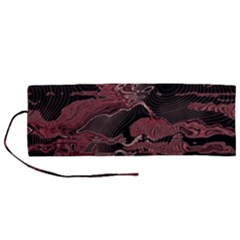 Red Black Abstract Art Roll Up Canvas Pencil Holder (m)