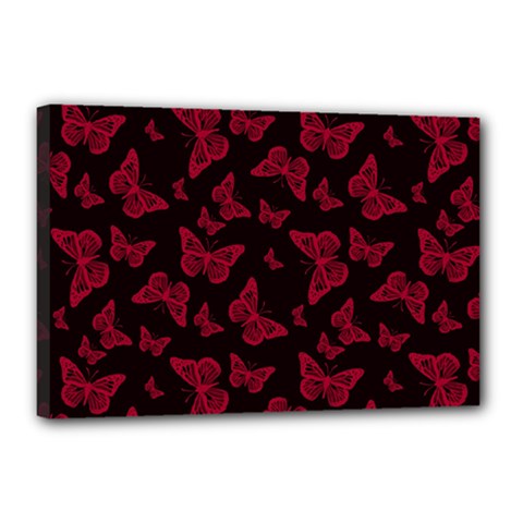 Red And Black Butterflies Canvas 18  X 12  (stretched) by SpinnyChairDesigns