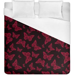 Red And Black Butterflies Duvet Cover (king Size) by SpinnyChairDesigns