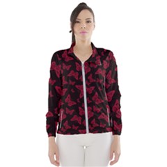 Red And Black Butterflies Women s Windbreaker by SpinnyChairDesigns