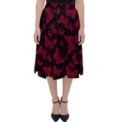 Red And Black Butterflies Classic Midi Skirt by SpinnyChairDesigns