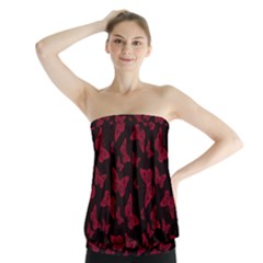 Red And Black Butterflies Strapless Top by SpinnyChairDesigns