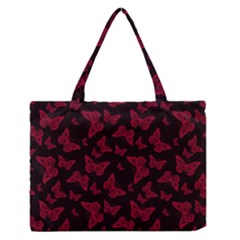 Red And Black Butterflies Zipper Medium Tote Bag by SpinnyChairDesigns