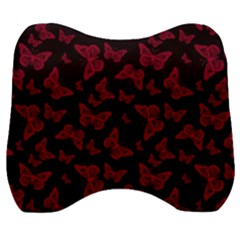 Red And Black Butterflies Velour Head Support Cushion by SpinnyChairDesigns