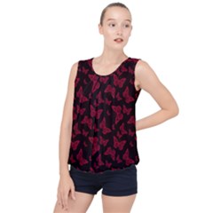 Red And Black Butterflies Bubble Hem Chiffon Tank Top by SpinnyChairDesigns