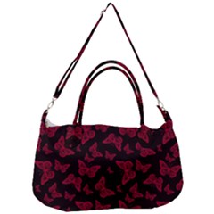 Red And Black Butterflies Removal Strap Handbag by SpinnyChairDesigns