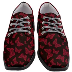 Red And Black Butterflies Women Heeled Oxford Shoes by SpinnyChairDesigns