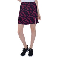Red And Black Butterflies Tennis Skirt by SpinnyChairDesigns