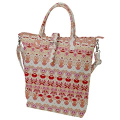 Boho Red Gold Buckle Top Tote Bag