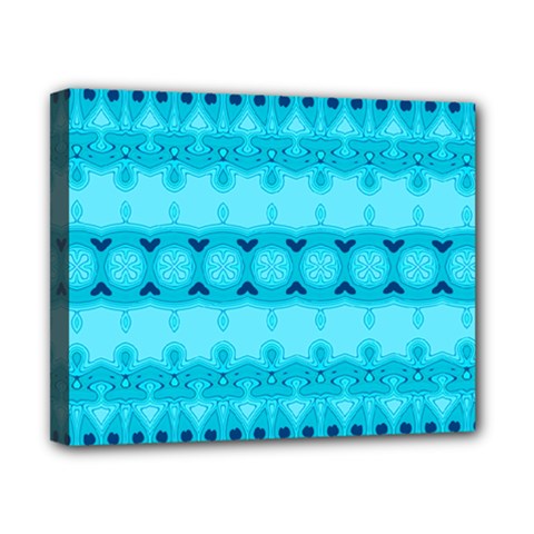 Boho Aqua Blue Canvas 10  X 8  (stretched) by SpinnyChairDesigns