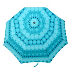 Boho Aqua Blue Folding Umbrellas by SpinnyChairDesigns